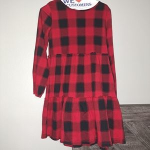 Girls sz 14 2 tier long sleeve dress in red and black